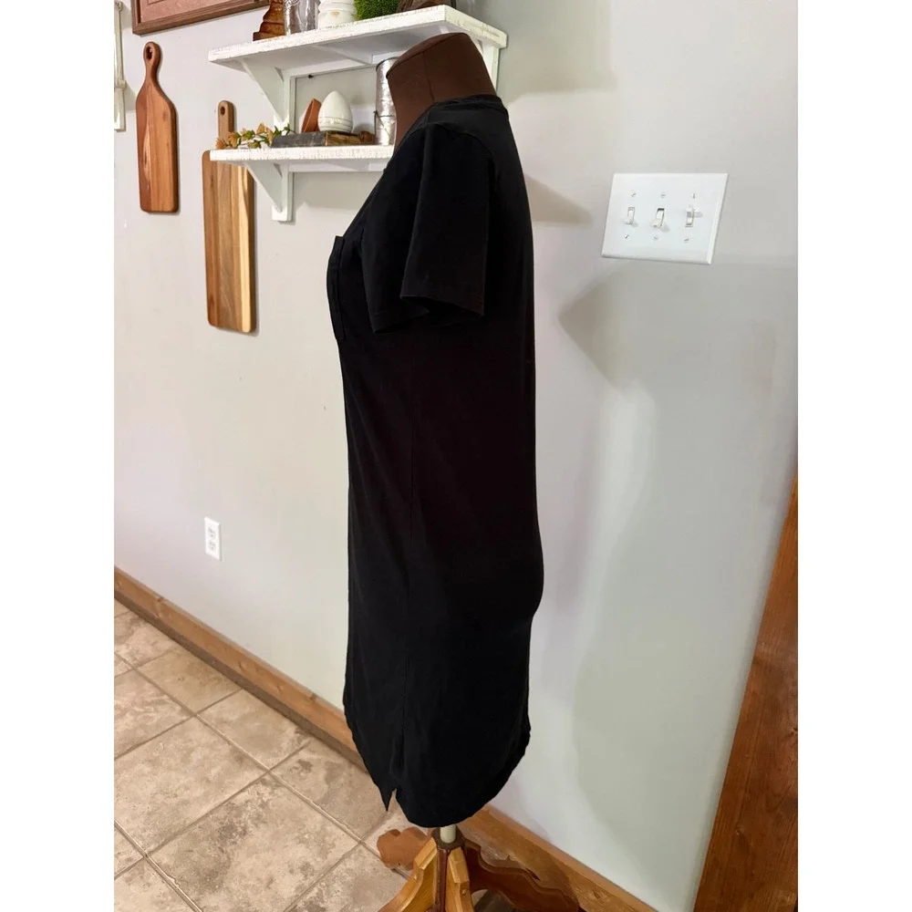 Pact Organic Cotton Black Short Sleeve Pocket T-Shirt Dress Small minimalist - Picture 3 of 7